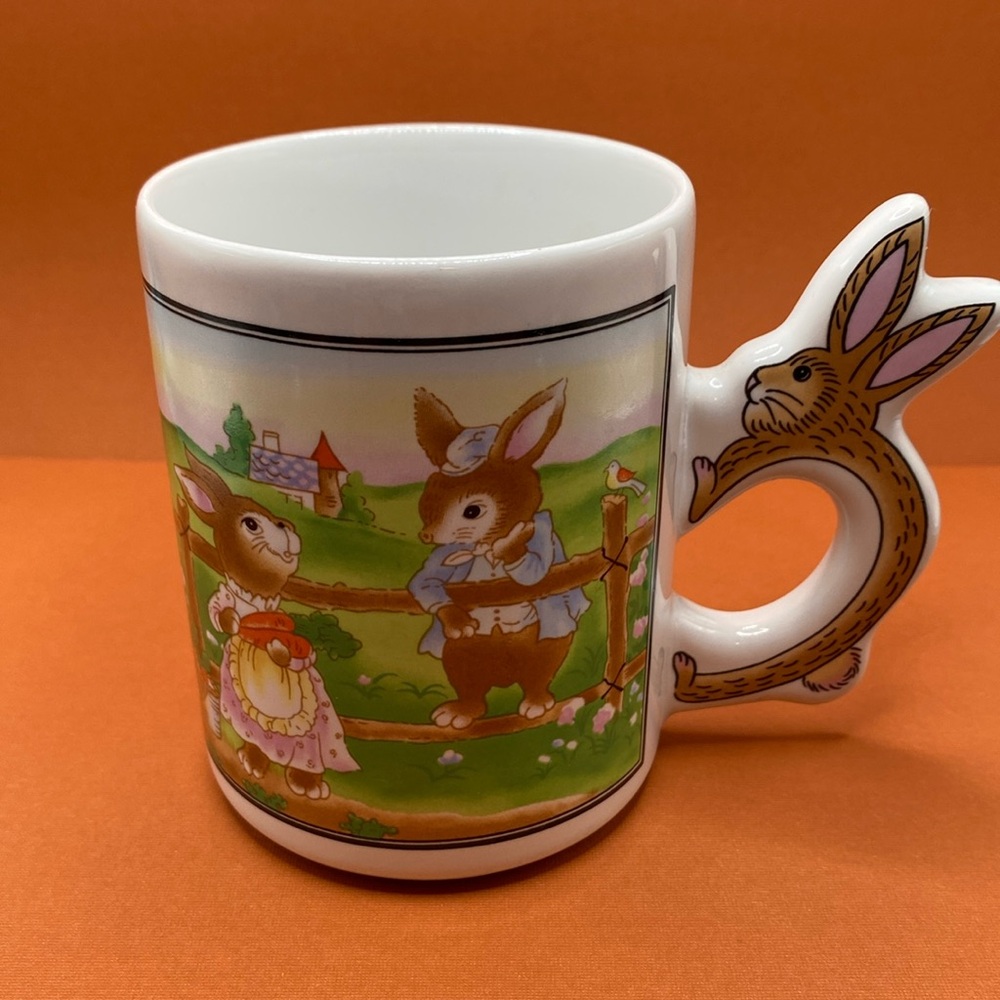 Rare Vintage Easter Bunny Rabbit Handle Coffee Mug Sold At McCory Stores